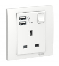 13A 1G Sw Socket with 2.1A USB, WE